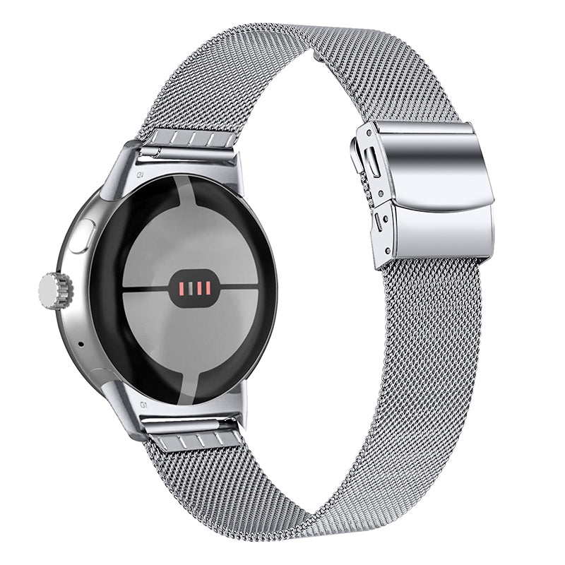For Google Pixel Watch 2/Pixel Watch Stainless Steel Mesh Milanese Strap Adjustable Wrist Band with Closure Buckle - Silver For Google Pixel Watch 2/Pixel Watch Stainless Steel Mesh Milanese Strap Adjustable Wrist Band with Closure Buckle - Silver